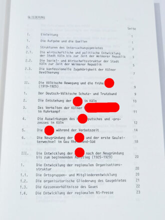 "Die NSDAP im Raum Köln (1925-1933)" Schriftliche Hausarbeit zur Erlangung des Magisters, DIN A4, ca.150 Seiten