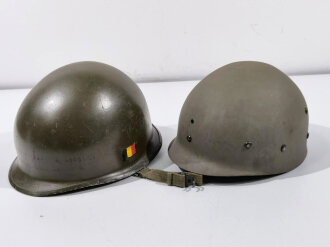 Belgien, Stahlhelm Modell 1951. Originallack, Liner gestempelt " Cogebi"