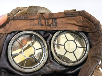 1.Weltkrieg Gasmaske, weiches Leder, der Filter von 1917 ausgeräumt.