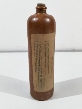 Reizstoff Flasche (leer), zum Testen von Gasmasken Wehrmacht,  Originales Etikett, gmp = Schering, sehr selten