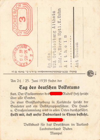 Ansichtskarte "Volksbund für das Deutschtum im Ausland"