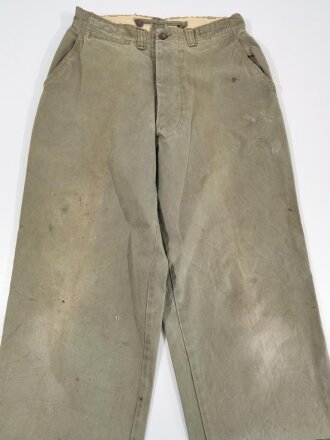 U.S. WWII Modell 1943 field trousers. Well used, Waist 32, inseam 32