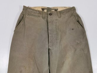 U.S. WWII Modell 1943 field trousers. Well used, Waist...