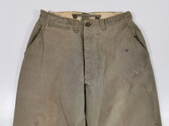 U.S. WWII Modell 1943 field trousers. Well used, Waist 32, inseam 32