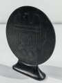 Olympiade 1936, gusseiserne Plakette mit Sockel " Im Jahre der olympischen Vorbereitung" Durchmesser 116mm. Sehr guter Zustand