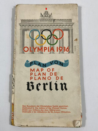 Olympiade 1936 Berlin , Stadtplan, "Plan von Berlin", hrsg. v. d. Dresdner Bank, 61 x 81 cm, Gebraucht