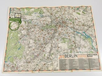 Olympiade 1936 Berlin , Stadtplan, "Plan von Berlin", hrsg. v. d. Dresdner Bank, 61 x 81 cm, Gebraucht