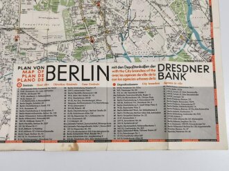 Olympiade 1936 Berlin , Stadtplan, "Plan von Berlin", hrsg. v. d. Dresdner Bank, 61 x 81 cm, Gebraucht