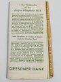 Olympiade 1936 Berlin , Stadtplan, "Plan von Berlin", hrsg. v. d. Dresdner Bank, 61 x 81 cm, Gebraucht