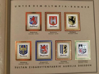 Olympische Spiele 1936 Berlin, Sammelbilderalbum "Wappen und Flaggen" Unter dem olympia Banner . Komplett