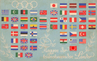 Olympische Spiele 1936 Berlin, Ansichtskarte " Die Flaggen der teilnehmenden Länder"