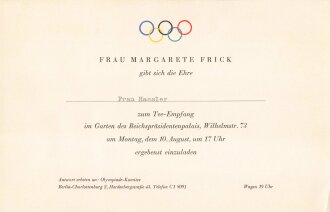 Olympische Spiele 1936 Berlin, umfangreiche Gruppe von Einladungen