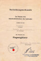 Verleihungsurkunde zum Abzeichen für Flugzeugführer, ausgestellt  1. Fliegerschul Division  Göppingen, den 10.12.1944. DIN A5