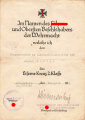 Verleihungsurkunde für das Eiserne Kreuz 2.Klasse, ausgestellt am 20.April 1942 an einen Angehörigen im Infanterie Bataillon 540 ( Bewährungs kompanie ).
