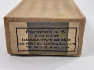 Pappschachtel für " Patronen s.S." datiert 1938, für 8 x 57 Wehrmacht