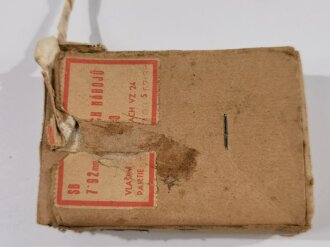 Pappschachtel für Munition des tschechischen VZ24, von der Wehrmacht vereinnahmt " Untersucht 6.1.1941"