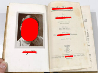 Adolf Hitler " Mein Kampf" Hochzeitsausgabe, Vorsatzblatt mit Widmung entfernt