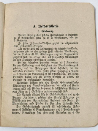 1.Weltkrieg Heft "Was muß der Nichtartillerist von der Artillerie wissen?", datiert 1917, 26 Seiten