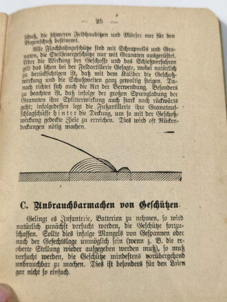 1.Weltkrieg Heft "Was muß der Nichtartillerist von der Artillerie wissen?", datiert 1917, 26 Seiten