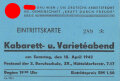 NSDAP Gau Wien "Eintrittskarte Kabarett- u. Varieteabend", datiert 1942