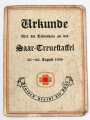 "Urkunde über die Teilnahme an der Saar-Treuestaffel" 20.-26. August 1934