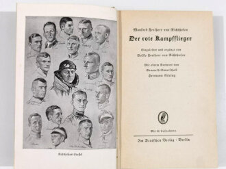 "Der rote Kampfflieger" datiert 1933, 261 Seiten, DIN A5, stark gebraucht