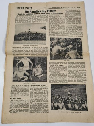 "Der Marsch der Hunderttausend" Frankfurter Volksblatt Zentralorgan der N.S.D.A.P für den Gau Hessen-Nassau, Nummer 240, Jahrgang 1934