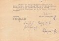 Begleitschreiben für den Eintrag ins Soldbuch für das Eisernes Kreuz 1. und 2 Klasse , Dienststelle Feldpost datiert 1943, DIN A5