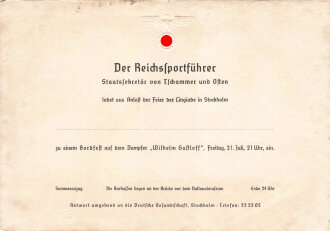 Einladung zum Bordfest auf dem Dampfer " Wilhelm...