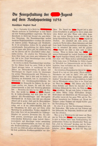 "Die Feiergestaltung der Hitler-Jugend auf dem Reichsparteitag 1938", DIN A4