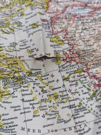 "Schlag nach über das Mittelmeer" Tornisterschrift des Oberkommandos der Wehrmacht, Landkarte, datiert 1939/40,  gebraucht