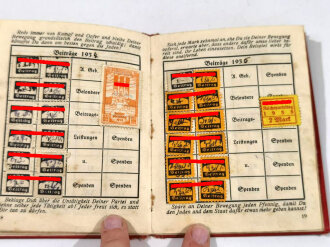 Mitgliedsbuch NSDAP Nr. 672487 ausgestellt 23.Oktober 1932 in Hermuthausen, stark getragenes Stück