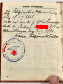 Mitgliedsbuch NSDAP Nr. 672487 ausgestellt 23.Oktober 1932 in Hermuthausen, stark getragenes Stück