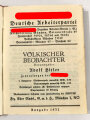 Mitgliedsbuch NSDAP Nr. 672487 ausgestellt 23.Oktober 1932 in Hermuthausen, stark getragenes Stück