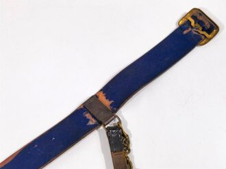Kaiserreich, Lacklederkoppel für Berittene, mit Säbelhänger. Gesamtlänge 95cm