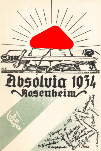 Studentika, Ansichtskarte Absolvia 1934 Rosenheim