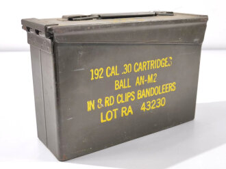 U.S. metal box " 192 Cal. 30 Cartridges in 8 rd...