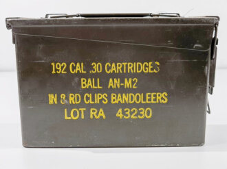 U.S. metal box " 192 Cal. 30 Cartridges in 8 rd...