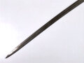 Parderkopfsäbel ohne Scheide, mit ehemals vergoldetem Messinggefäß, gekreuzte Säbel und Eichenlaubkranz auf Parierlappen, Gesamtlänge 97,5cm, Klingenbreite 2,2 cm, Klingenstärke 0,65mm