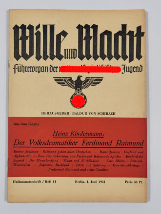 "Wille und Macht" Führerorgan der nationalsozialistischen Jugend, Heft 11, 1. Juni 1941 mit 24 Seiten