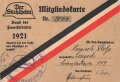 "Der Stahlhelm Bund der Frontsoldaten" Beitrags-Quittungskarte, Bescheinigung und Mitgliedskarten