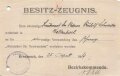 Besitz-Zeugnis für ein "Abzeichen für Verwundete in schwarz", datiert 1919, Kreuznach