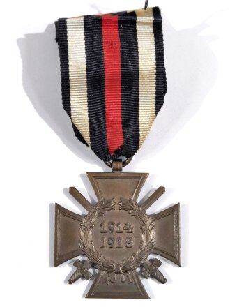Ehrenkreuz für Frontkämpfer am Band, Rückseitig mit Hersteller " R.V. Pforzheim "