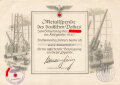 "Metallspende des deutschen Volkes" Spenden Urkunde Ortsgruppe Schliengen, datiert 1940, DIN A5, geknickt