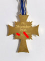 Ehrenkreuz der Deutschen Mutter ( Mutterkreuz ) in Gold mit Band im Etui, Hersteller Wilh. Deumer, Lüdenscheid