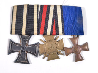 1. Weltkrieg, 3er Ordensspange mit Eisernen Kreuz 2....