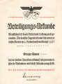 "Beteiligungs-Urkunde" zum 4. Reichsberufswettkampf der deutschen Jugend 1937, Gruppe Handel,