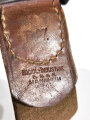 1.Weltkrieg Preussen, Koppelschloss für Mannschaften. Eisen feldgrau lackiert, an Lederzunge der " Badiol Industrie Mannheim " 1915