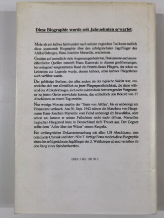 Hans-Joachim Marseille "Der erfolgreichste Jagdflieger des Afrikafeldzuges" Franz Kurowski, DIN A4, 222 Seiten, gebraucht, aus Raucherhaushalt