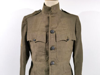 U.S. WWI Model 1917 tunic, belonged to a saddler in the 1st AEF Corps. One overseas chevron